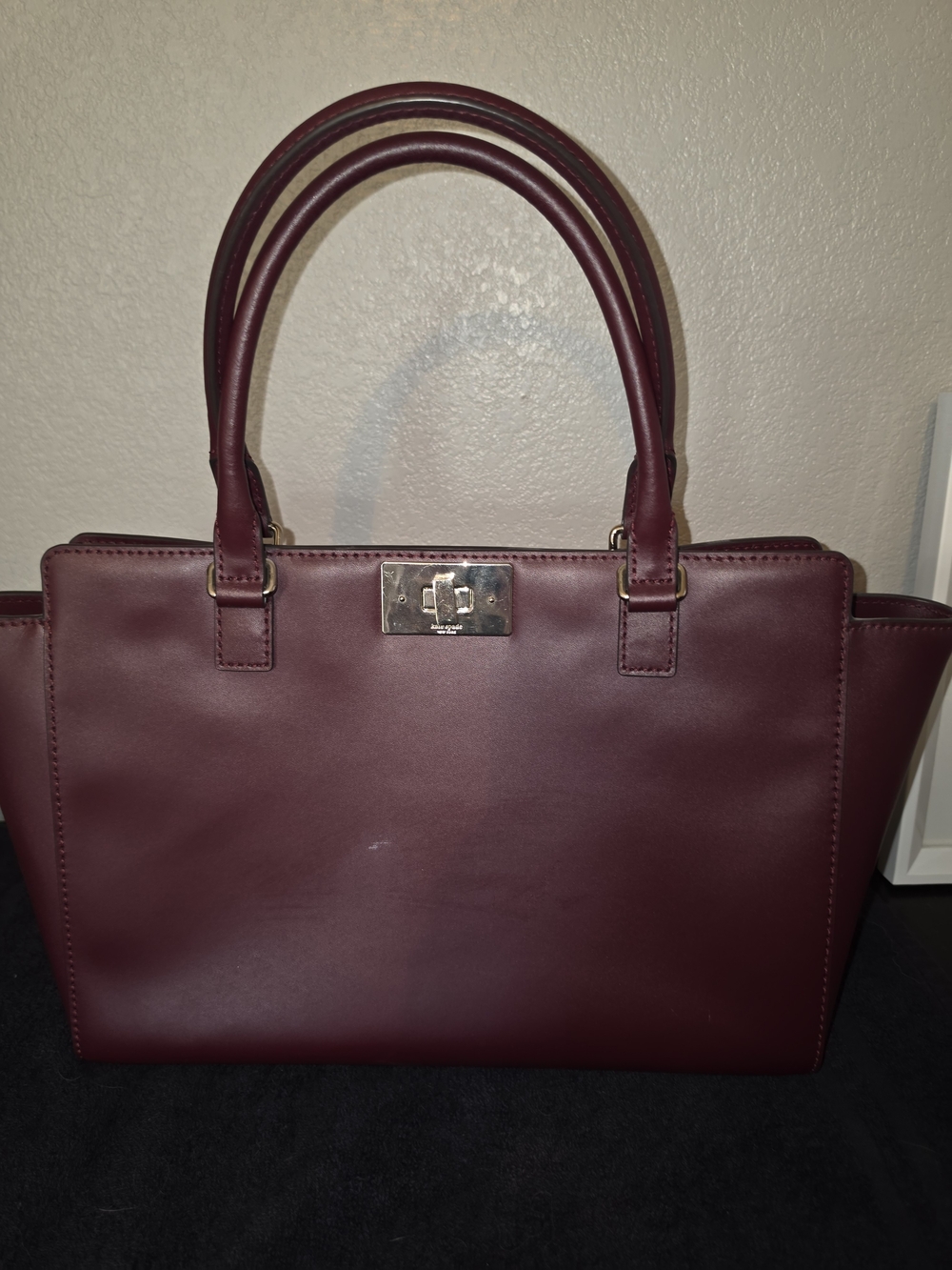 Kate Spade Leather Double-Handle Tote - Burgundy